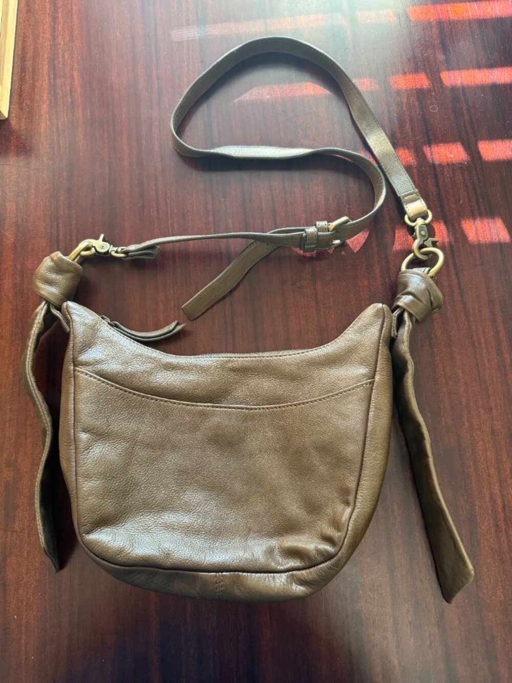 Frye Brown Pebbled Leather Hobo Crossbody Bag Adjustable Strap